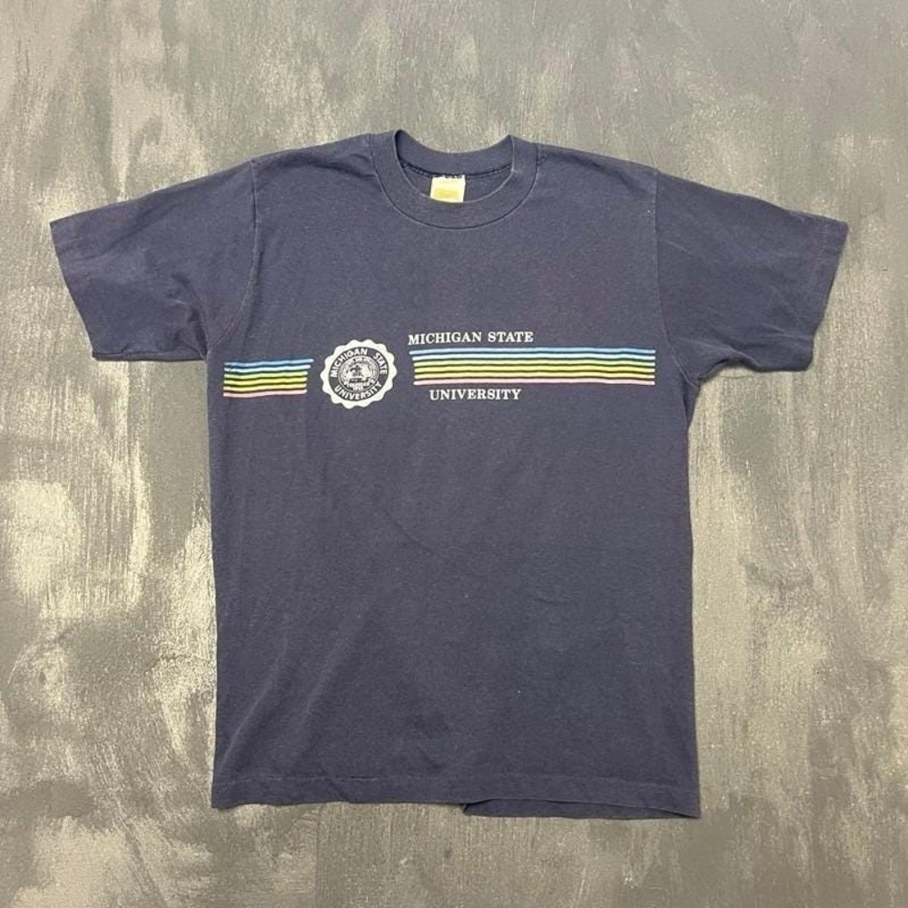 Vintage Michigan State University Shirt Mens Small Blue 1970s